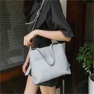 Stitched Faux-leather Tote Bag