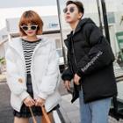 Couple Matching Embroidered Hooded Padded Jacket