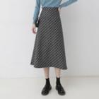 Plaid Midi A-line Wool Skirt