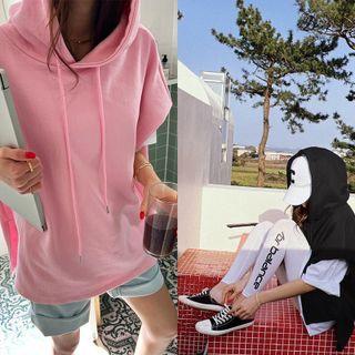 Cap-sleeve Dip-back Hoodie