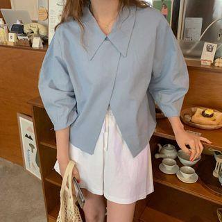 Collared Slit Blouse