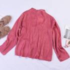 Mock-neck Long-sleeve Top Dark Pink - One Size