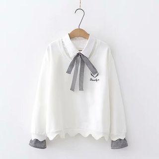 Mock Two-piece Collar Lettering Sweatshirt