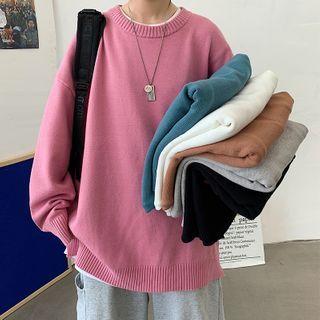 Slit Plain Oversize Sweater