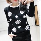 Snowflake Frill Collar Sweater