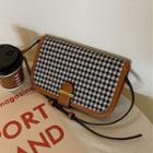 Houndstooth Shoulder Bag Black & White & Coffee - One Size