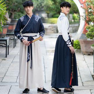 Long-sleeve Hanfu Top / Midi Skirt / Set