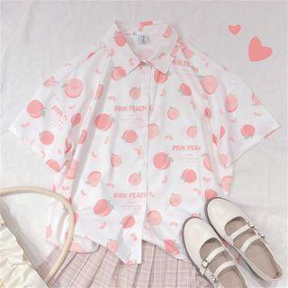 Peach Print Short-sleeve Shirt