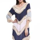 Crochet Panel 3/4 Sleeve Cover-up