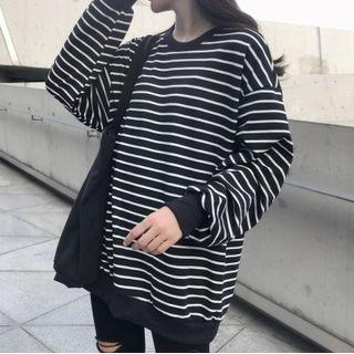 Striped Sweatshirt Stripes - Black - One Size