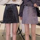 Velvet Ribbed Mini A-line Skirt