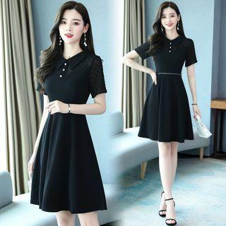 Short-sleeve Chiffon Mini A-line Dress