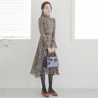 Pattern Chiffon A-line Long Dress