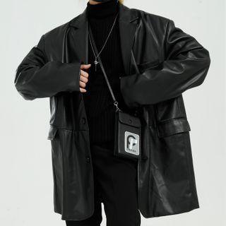 Faux Leather Loose Fit Jacket