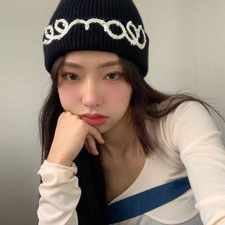 Faux Pearl Knit Beanie