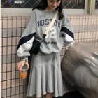 Lettering Pullover / Dip Back A-line Skirt