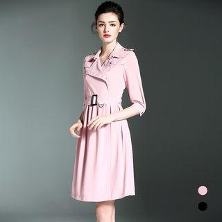 Elbow-sleeve Lapel Minidress