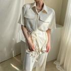 Lace-up Pocket Shirt / High-waist Loose-fit Pants