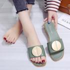 Round Buckled Slide Sandals