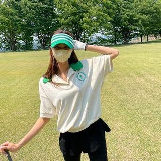 Contrast-collar Terry Polo Shirt