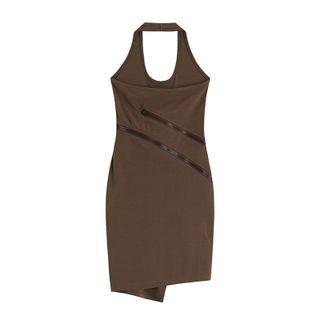 Halter-neck Zip-accent Sheath Dress
