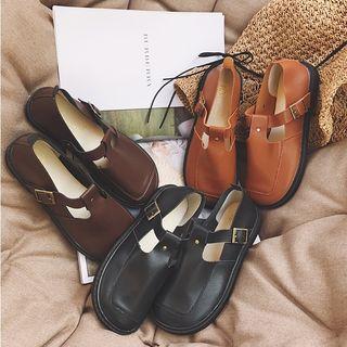 T-bar Faux Leather Flats