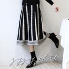 Patterned Knit Long Flare Skirt