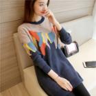 Long-sleeve Patterned Round Neck Sweater