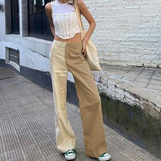Colorblock Straight-leg Pants