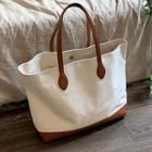 Two-tone Tote Bag White & Brown - One Size