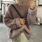 Chunky Knit Round Neck Plain Sweater