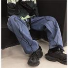 Thunder Print Straight-cut Jeans