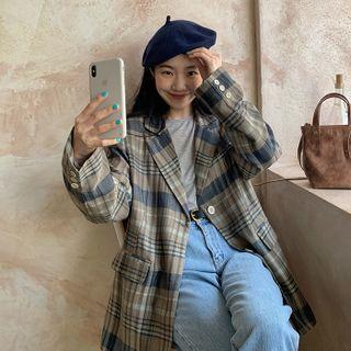 Boyfriend-fit Plaid Blazer