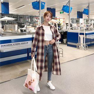 Plaid Long Hooded Shirt