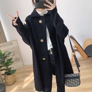 Button-up Knit Coat Black - One Size