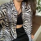 Long-sleeve Zebra Printed Shirt As Shown In Figure - One Size
