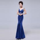 Sequined Sleeveless Mermaid Evening Gown