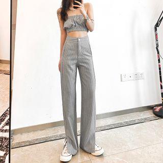 Set: Shirred Bandeau + Wide Leg Pants