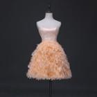 Feather-detail Mini Prom Dress