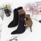 Kitten-heel Contrast-color Ankle Boots