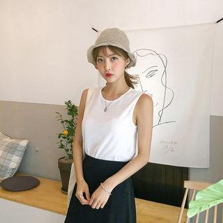 Sleeveless Linen Blend Sheer Top