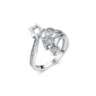 925 Sterling Silver Elegant Fashion Star Cubic Zircon Adjustable Opening Ring  - One Size