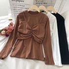Set: Shirred Bow Long-sleeve T-shirt