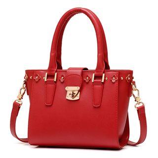 Faux-leather Twist-lock Handbag