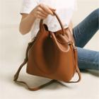 Snap-button Bucket Bag With Pouch