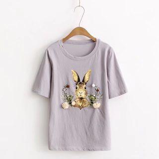 Short-sleeve Applique Print T-shirt