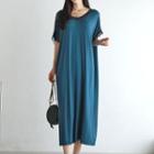 V-neck Lace-trim Long Dress