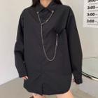 Long-sleeve Oversize Plain Shirt With Chain