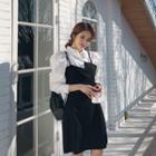Set: Spaghetti Strap Dress + Puff-sleeve Shirt