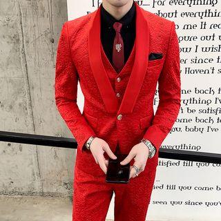 Set: Single-button Blazer + Single-breasted Vest + Dress Pants
